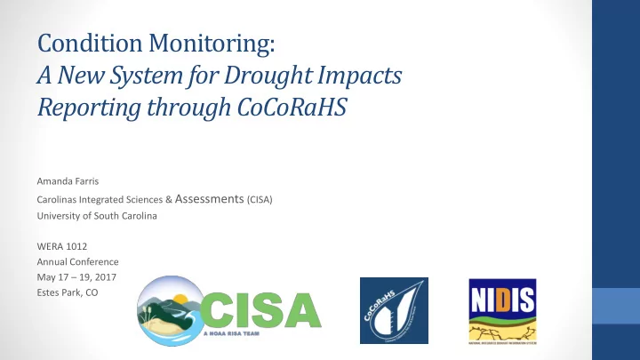 a new system for drought impacts