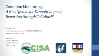 A New System for Drought Impacts  Reporting through CoCoRaHS  Amanda Farris Carolinas Integrated
