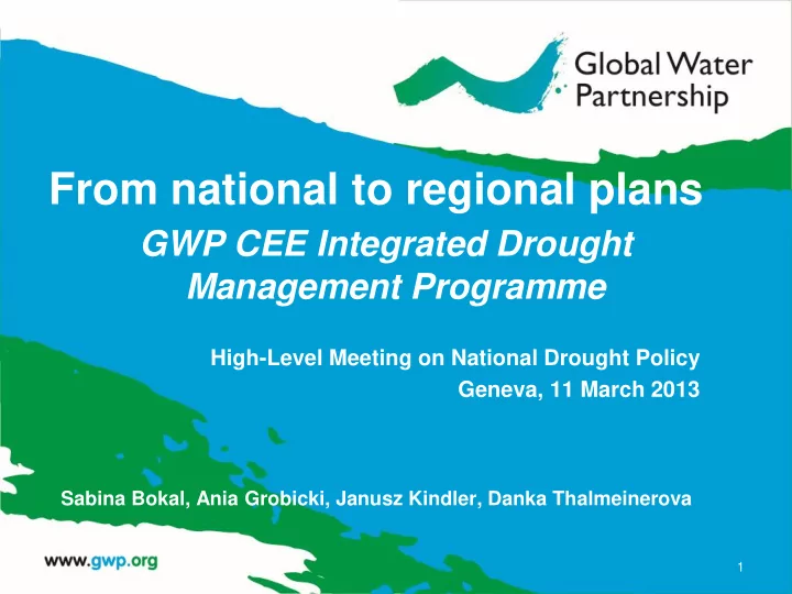 from national to regional plans