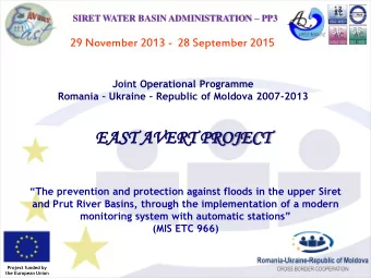 SIRET WATER BASIN ADMINISTRATION  PP3  29 November 2013 -  28 September 2015  Joint Operational