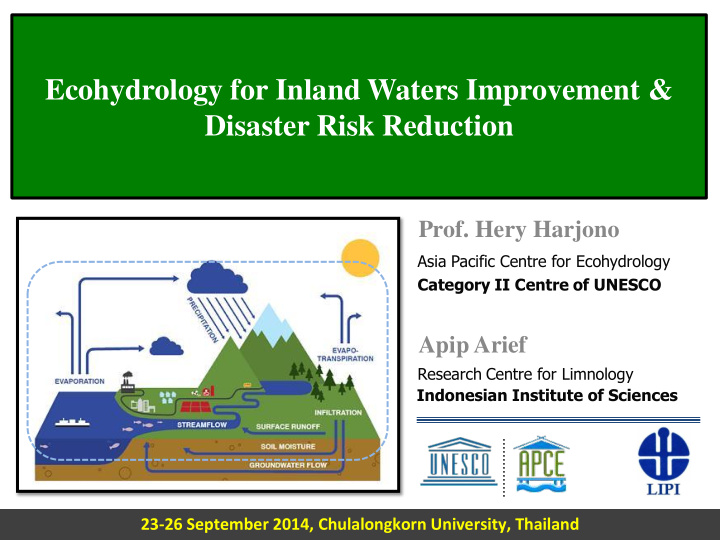 ecohydrology for inland waters improvement