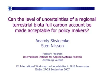 Can the level of uncertainties of a regional  Can the level of uncertainties of a regional