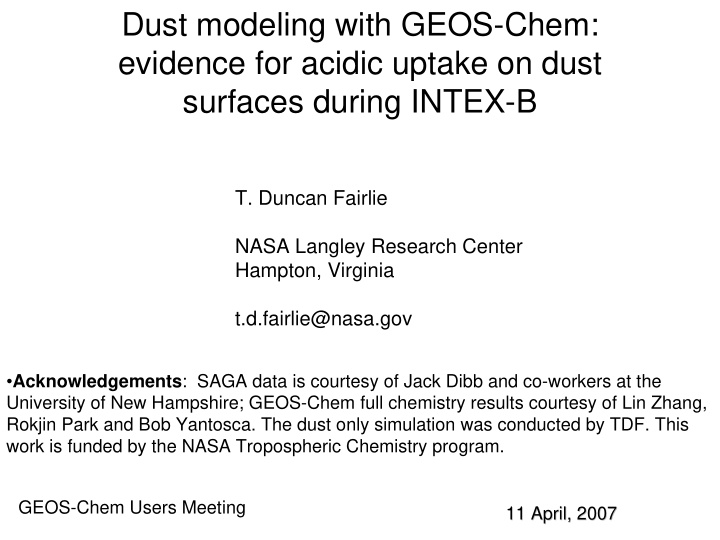 dust modeling with geos chem evidence for acidic uptake