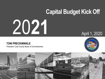 20 21  April 1, 2020  TONI PRECKWINKLE  President, Cook County Board of Commissioners  AGENDA
