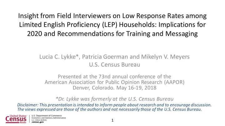 insight from field interviewers on low response rates
