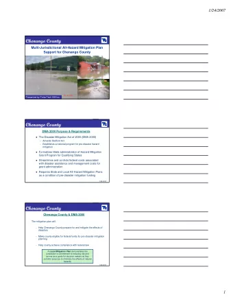 Chenango County  Multi-Jurisdictional All-Hazard Mitigation Plan  Support for Chenango County