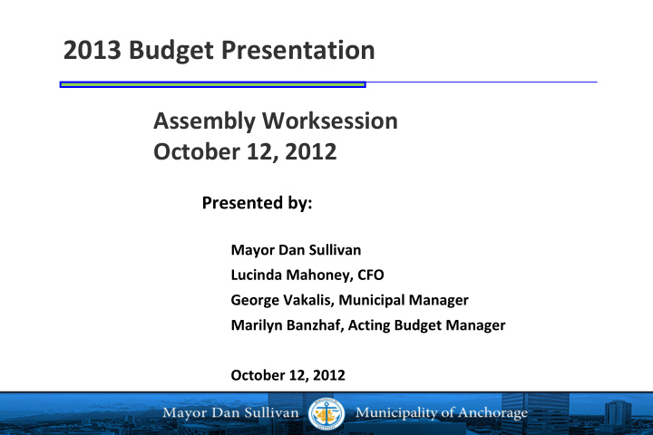 2013 budget presentation