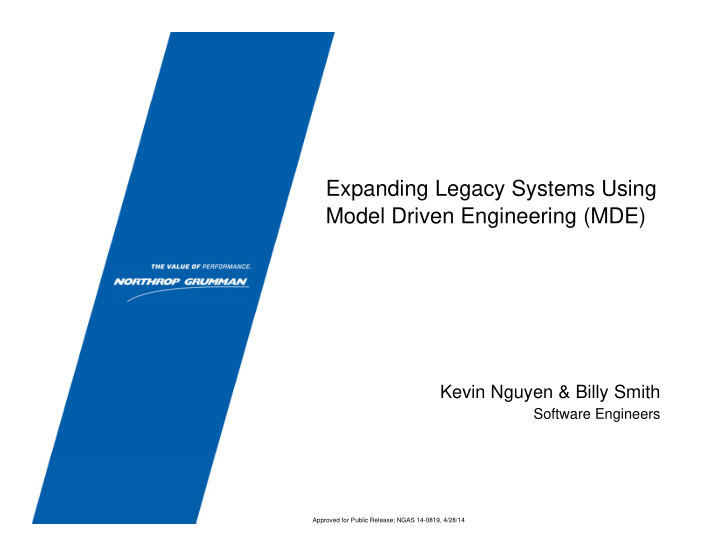 expanding legacy systems using model driven engineering