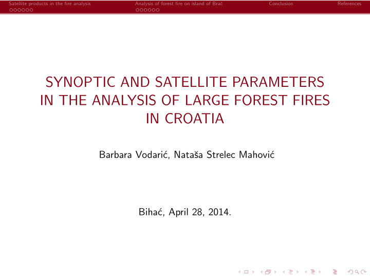 synoptic and satellite parameters in the analysis of