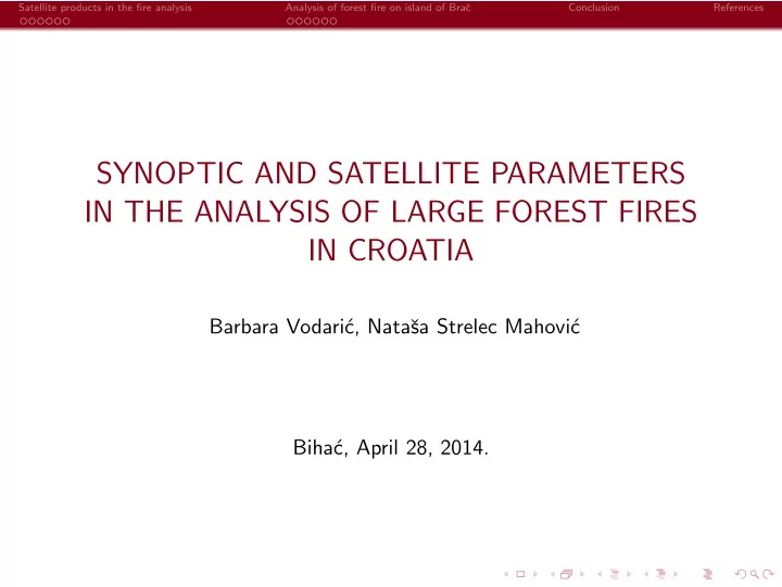 synoptic and satellite parameters in the analysis of