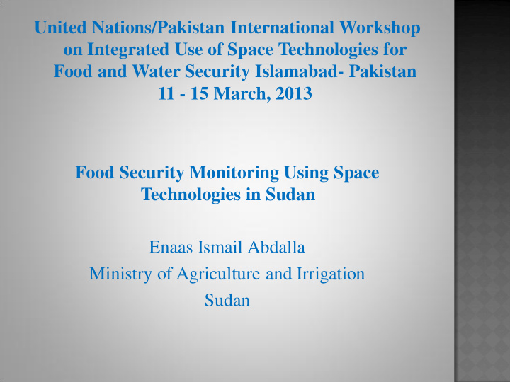 food and water security islamabad pakistan 11 15 march