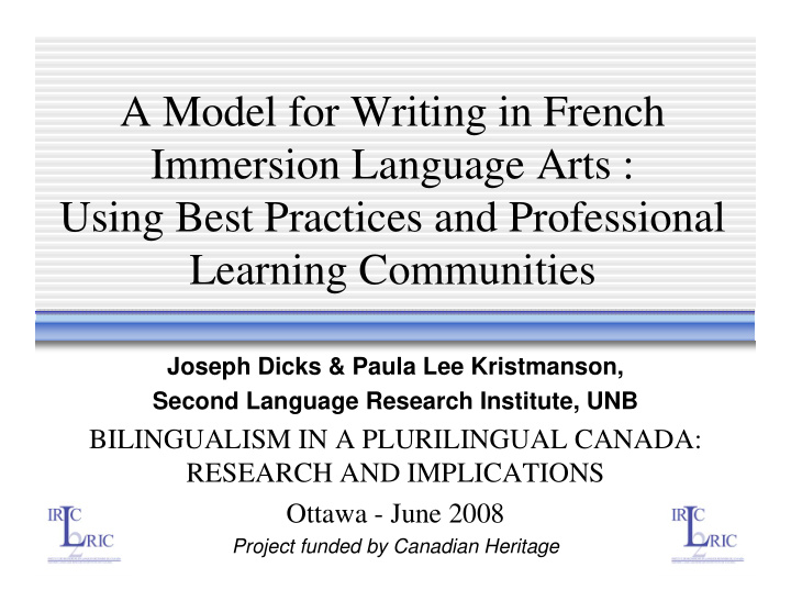 a model for writing in french immersion language arts
