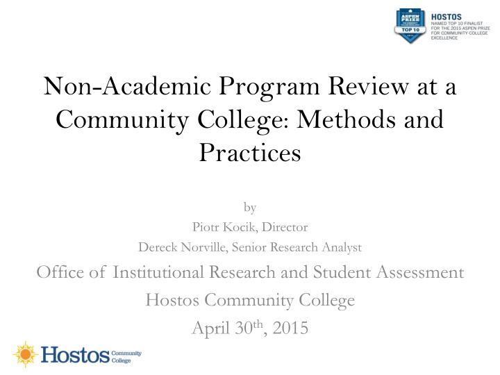 non academic program review at a