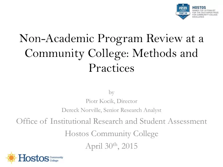 non academic program review at a