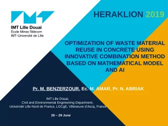 HERAKLION 2019  OPTIMIZATION OF WASTE MATERIAL  REUSE IN CONCRETE USING  INNOVATIVE COMBINATION