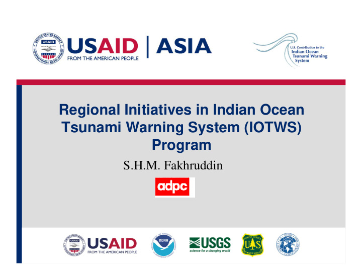 regional initiatives in indian ocean tsunami warning