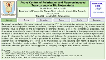 Transparency in THz Metamaterial  2020  Ruchi Bhati*, Anil K. Malik  Department of Physics, Ch.