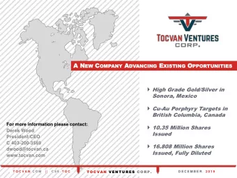 N OTE TO R EADER F ORWARD L OOKING S TATEMENT  Statements in this corporate presentation contain