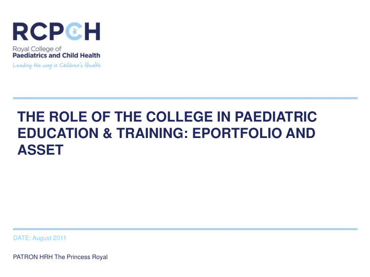 the role of the college in paediatric