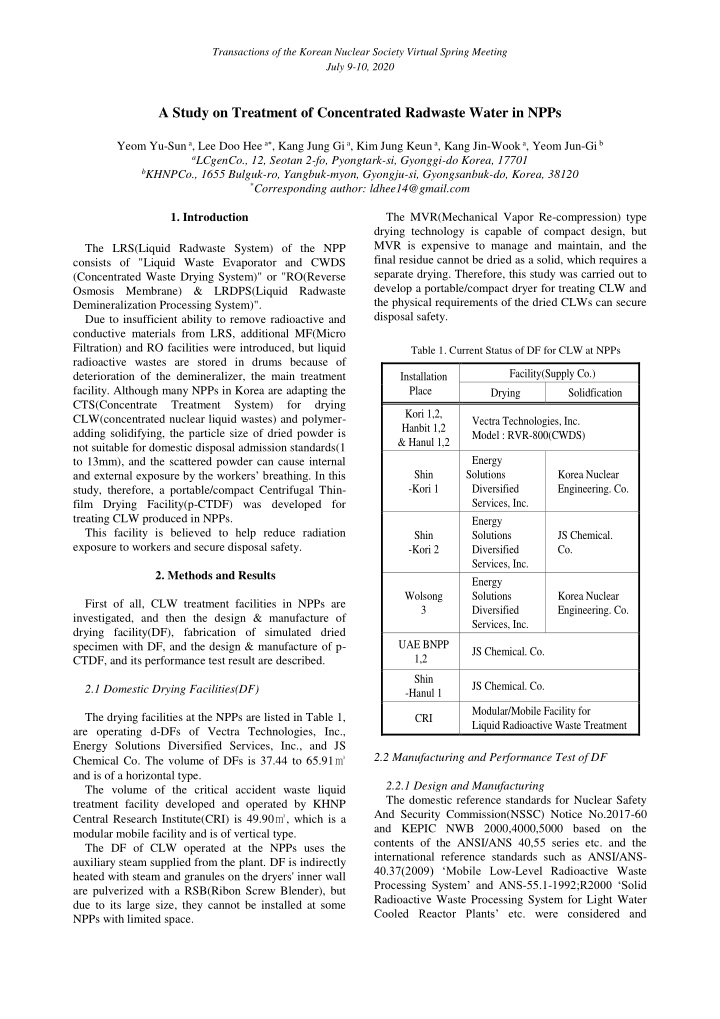 a study on treatment of concentrated radwaste water in