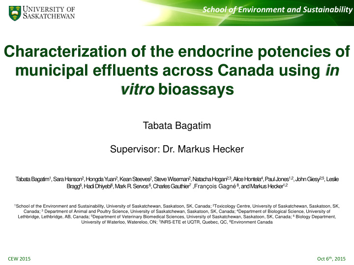 characterization of the endocrine potencies of municipal