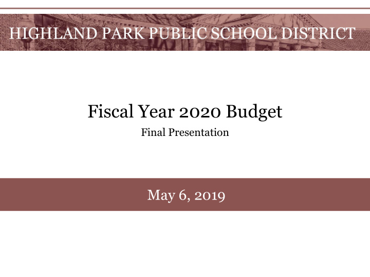 fiscal year 2020 budget