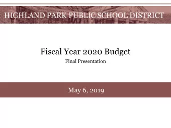 Fiscal Year 2020 Budget  Final Presentation  May 6, 2019  Fiscal Year 2020 Budget Planning Process