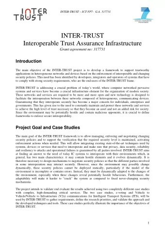 INTER-TRUST  Interoperable Trust Assurance Infrastructure  Grant agreement no: 317731  Introduction