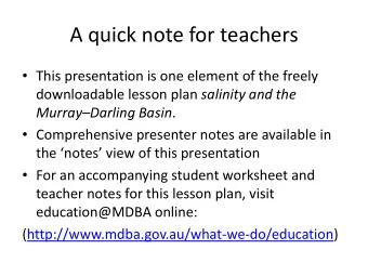 A quick note for teachers  This presentation is one element of the freely downloadable lesson