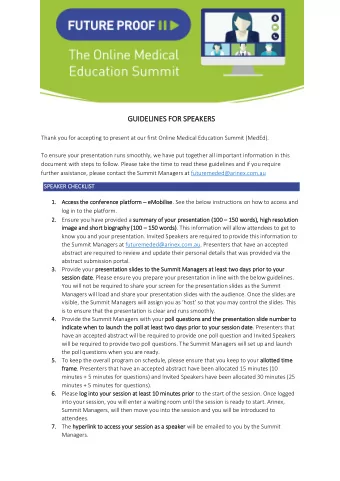 GUIDEL  ELINES  ES F  FOR S  R SPEAKERS  ERS  Thank you for accepting to present at our first