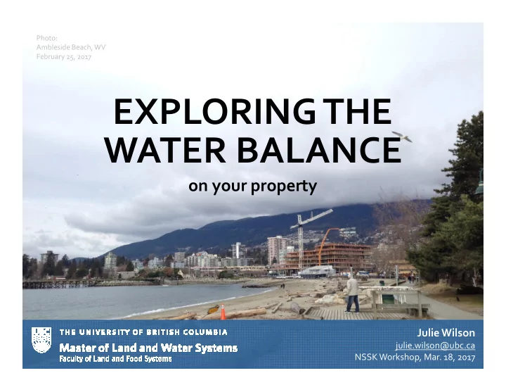 exploring the water balance
