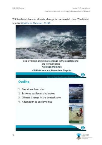 7.3 Sea-level rise and climate change in the coastal zone: The latest science (Kathleen McInnes,