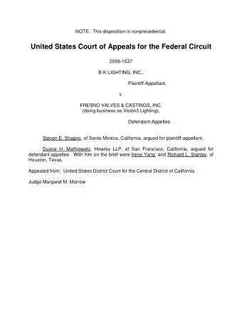 United States Court of Appeals for the Federal Circuit  2008-1537  B-K LIGHTING, INC.,