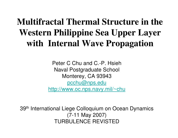 multifractal thermal structure in the western philippine