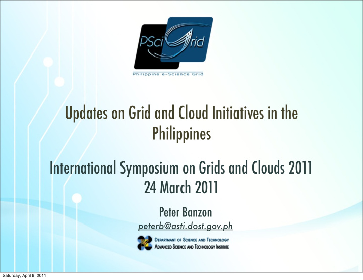 updates on grid and cloud initiatives in the philippines
