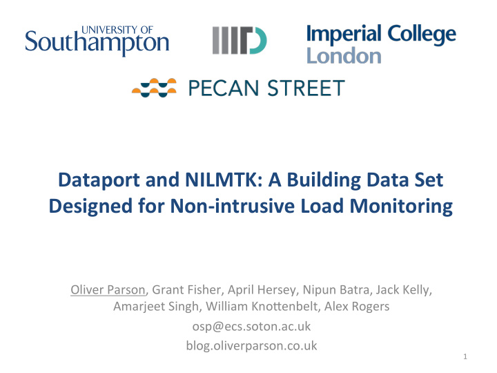 dataport and nilmtk a building data set designed for non
