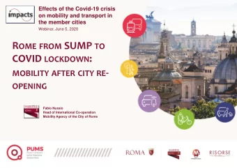 Just before COVID: the approved SUMP in Rome  8/2019 D OCUMENTS ON HTTPS :// WWW . PUMSROMA . IT