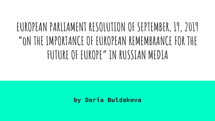 european parliament resolution of september 19 2019