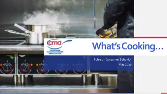Whats Cooking  Pulse on Consumer Behavior  May 2020  Managing Director for Cookware
