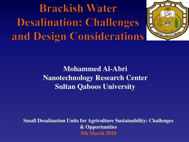 mohammed al abri nanotechnology research center sultan