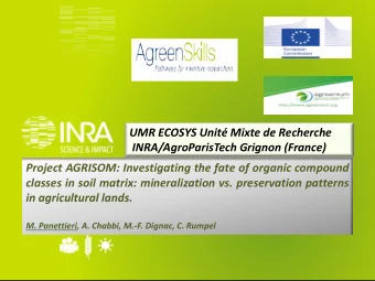 UMR ECOSYS Unit Mixte de Recherche  INRA/AgroParisTech Grignon (France)  Project AGRISOM: