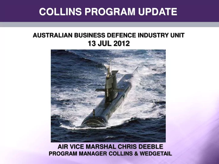 collins program update