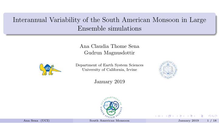 interannual variability of the south american monsoon in