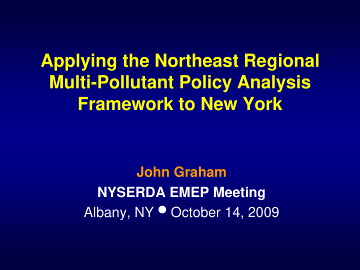 applying the northeast regional multi pollutant policy