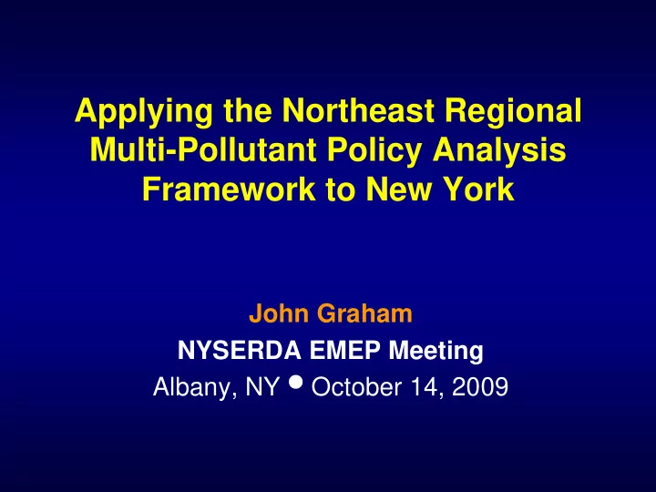 applying the northeast regional multi pollutant policy