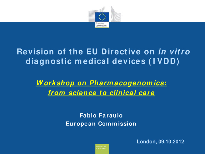revision of the eu directive on in vitro diagnostic m