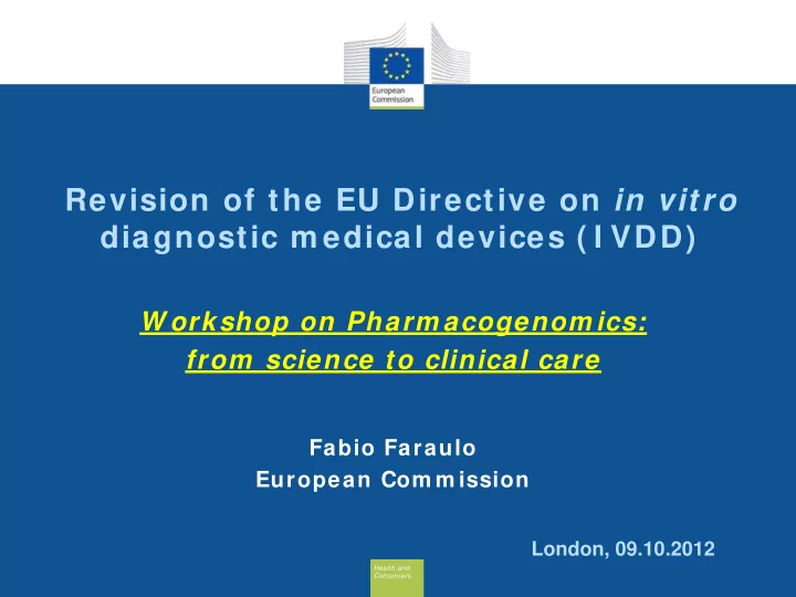revision of the eu directive on in vitro diagnostic m