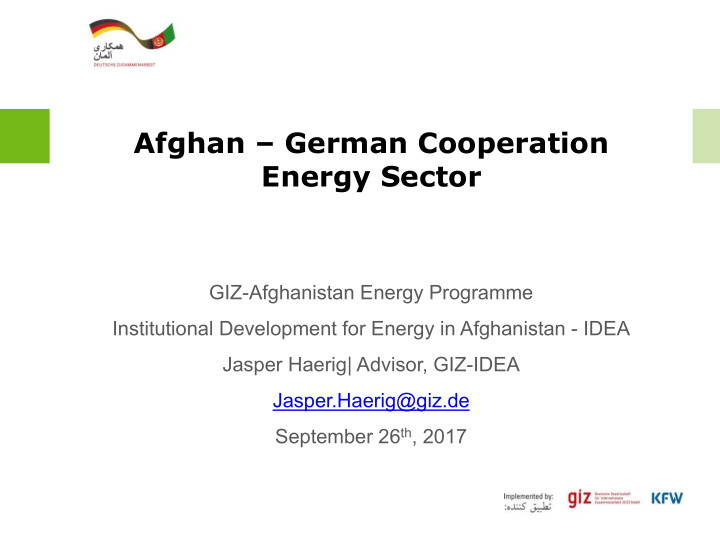 afghan german cooperation energy sector