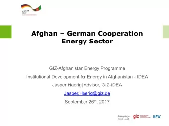 Afghan  German Cooperation  Energy Sector  GIZ-Afghanistan Energy Programme  Institutional