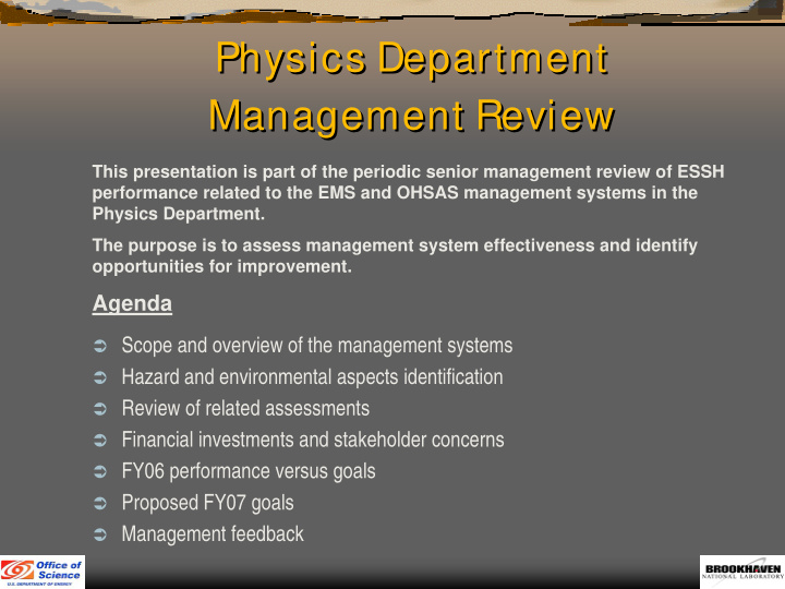 physics department physics department management review
